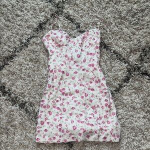 Zara Floral Pink and White Midi Dress